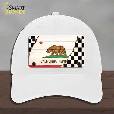 California Racing Flag Novelty License Plate Hat Tag Unconstructed Cotton / White