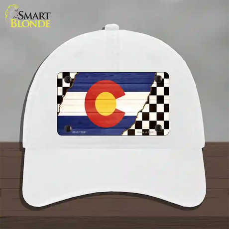 Colorado Racing Flag Novelty License Plate Hat Tag Unconstructed Cotton / White