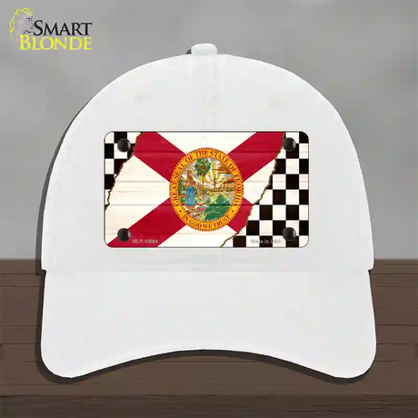 Florida Racing Flag Novelty License Plate Hat Tag Unconstructed Cotton / White