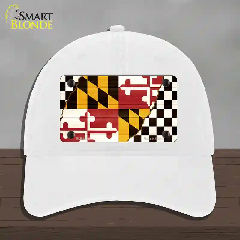 Maryland Racing Flag Novelty License Plate Hat Tag Unconstructed Cotton / White