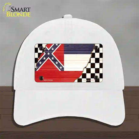 Mississippi Racing Flag Novelty License Plate Hat Tag Unconstructed Cotton / White