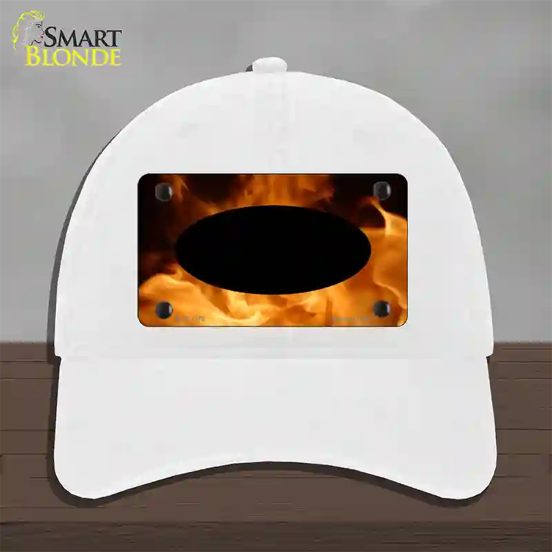 Real Flame With Black Center Oval Novelty License Plate Hat Unconstructed Cotton / White