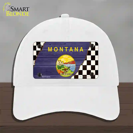 Montana Racing Flag Novelty License Plate Hat Tag Unconstructed Cotton / White