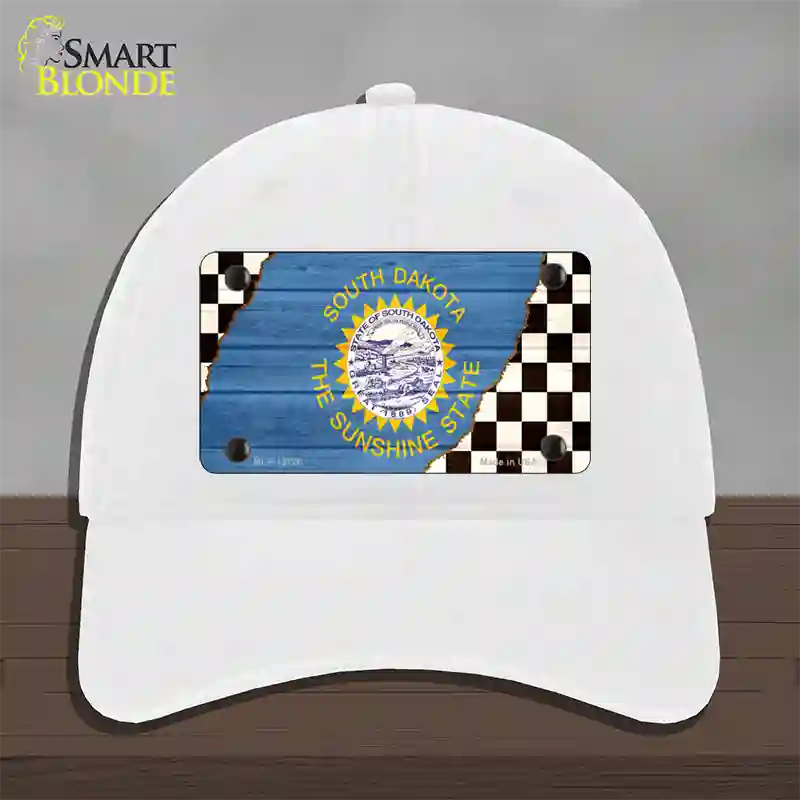 South Dakota Racing Flag Novelty License Plate Hat Tag Unconstructed Cotton / White