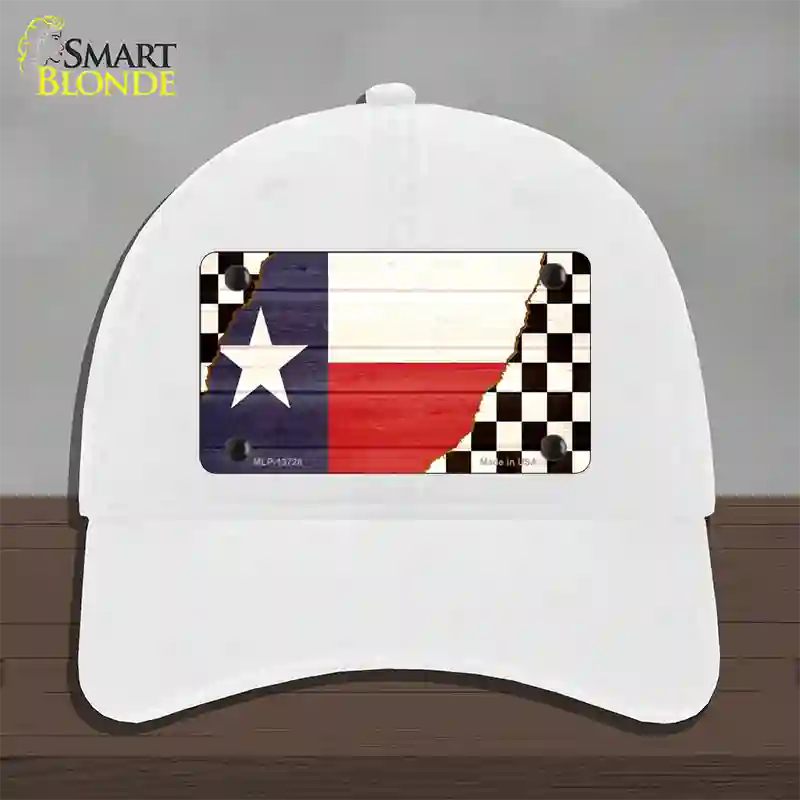 Texas Racing Flag Novelty License Plate Hat Tag Unconstructed Cotton / White