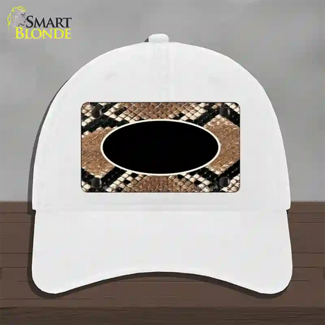 Snake With Black Center Oval Novelty License Plate Hat Unconstructed Cotton / White