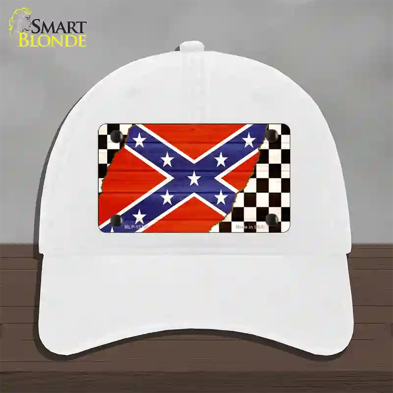 Confederate Racing Flag Novelty License Plate Hat Tag Unconstructed Cotton / White