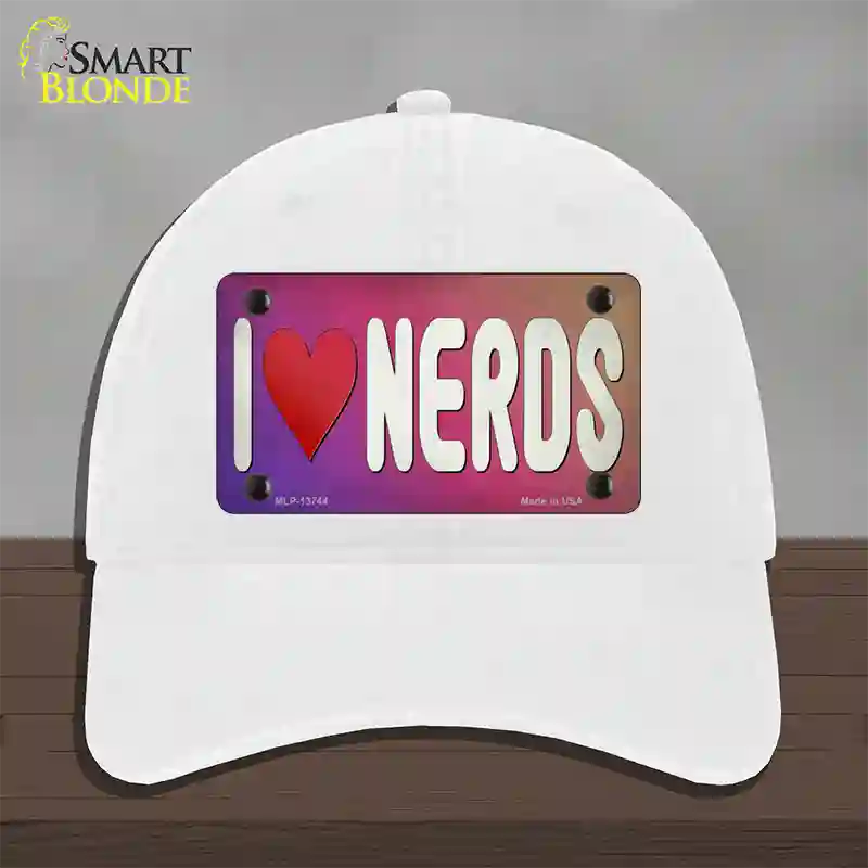 I Love Nerds Novelty License Plate Hat Tag Unconstructed Cotton / White