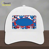 Patriotic Camouflage With Blue Center Oval Novelty License Plate Hat Unconstructed Cotton / White