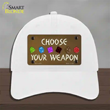 Choose Your Weapon Novelty License Plate Hat Tag Unconstructed Cotton / White