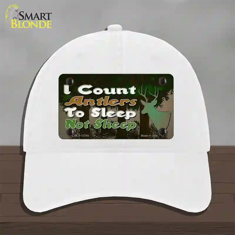 I Count Antlers To Sleep Novelty License Plate Hat Tag Unconstructed Cotton / White