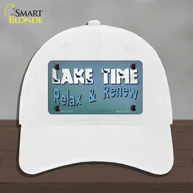 Lake Time Novelty License Plate Hat Tag Unconstructed Cotton / White