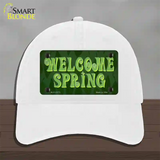 Welcome Spring Novelty License Plate Hat Tag Unconstructed Cotton / White