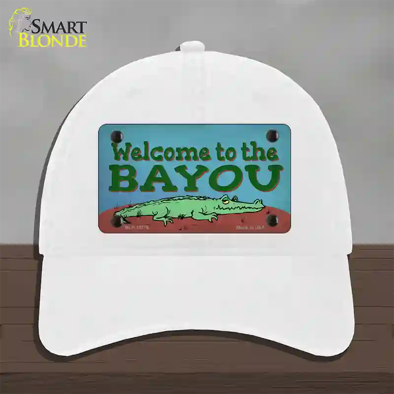 Welcome To The Bayou Novelty License Plate Hat Tag Unconstructed Cotton / White