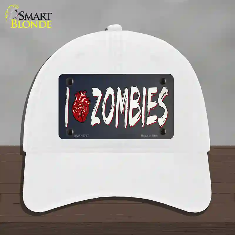 I Love Zombies Novelty License Plate Hat Tag Unconstructed Cotton / White