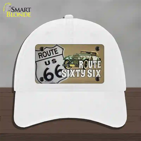 Route Sixty Six Novelty License Plate Hat Tag Unconstructed Cotton / White