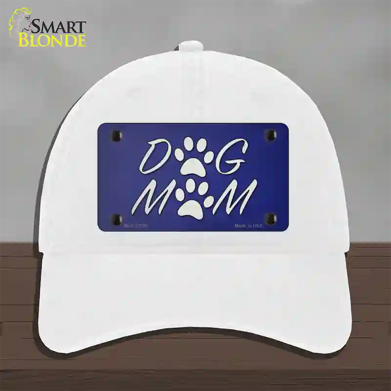 Dog Mom Novelty License Plate Hat Tag Unconstructed Cotton / White