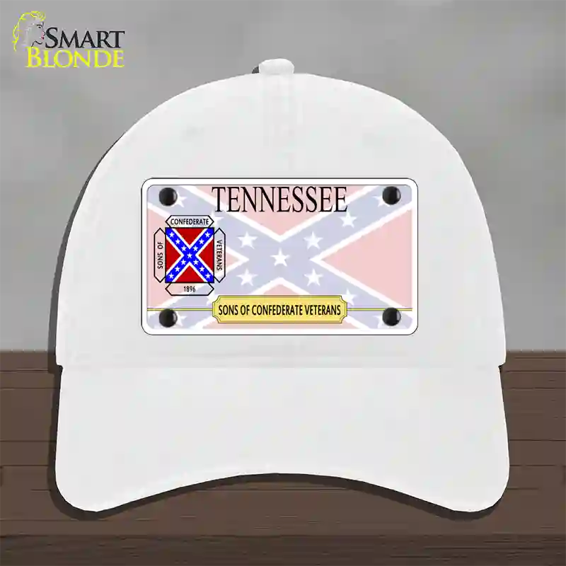 Tennessee Sons Of Confederate Novelty License Plate Hat Unconstructed Cotton / White