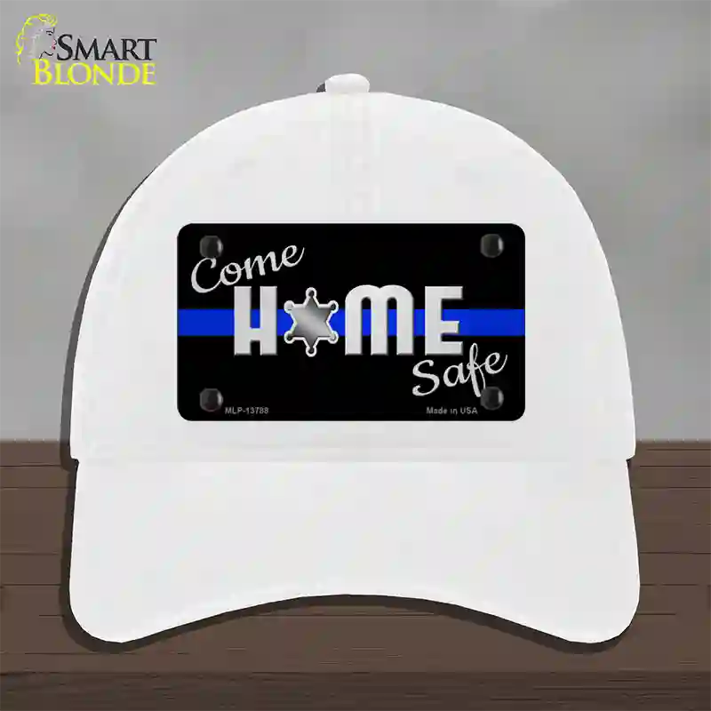 Come Home Safe Novelty License Plate Hat Tag Unconstructed Cotton / White