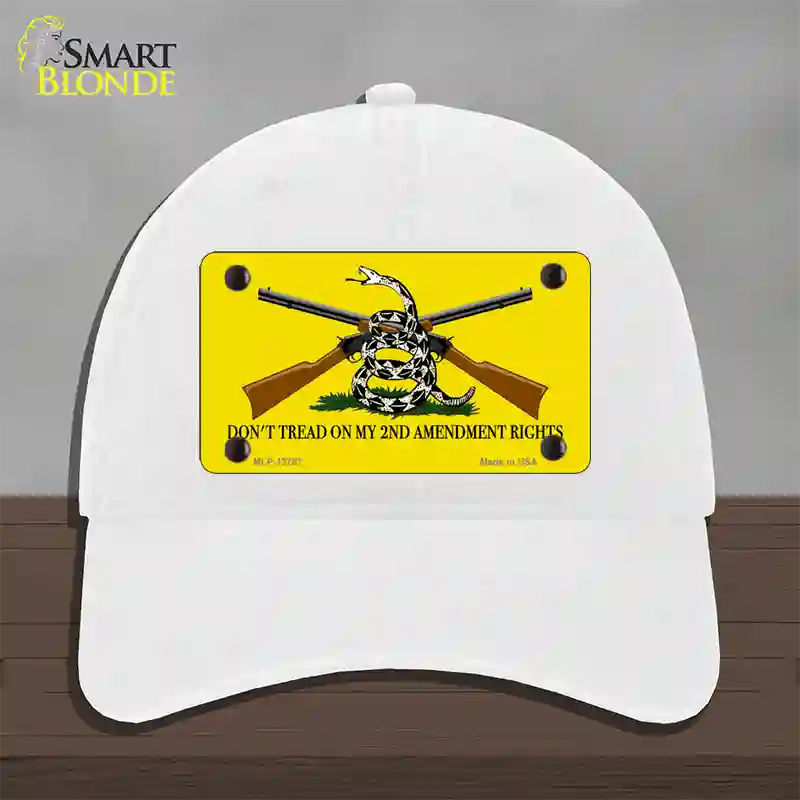 Dont Tread On My 2nd Amendment Novelty License Plate Hat Unconstructed Cotton / White