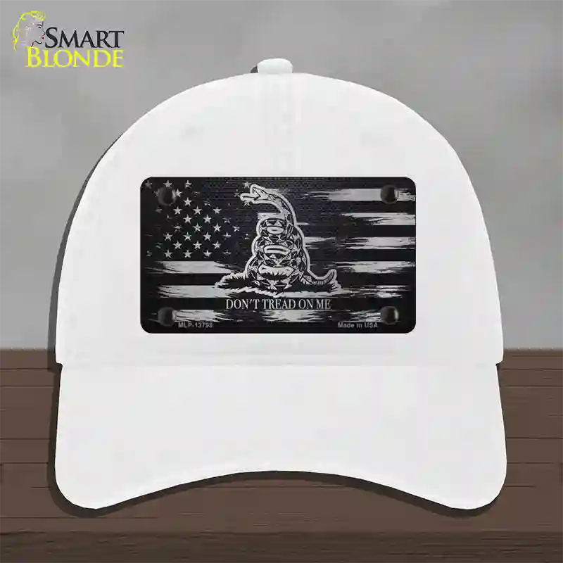 Dont Tread On Me Distressed Flag Novelty License Plate Hat Unconstructed Cotton / White