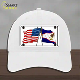 American Samoa USA Crossed Flags Novelty License Plate Hat Tag Unconstructed Cotton / White