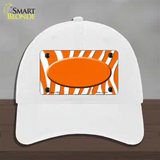 Orange White Zebra Center Oval Novelty License Plate Hat Unconstructed Cotton / White