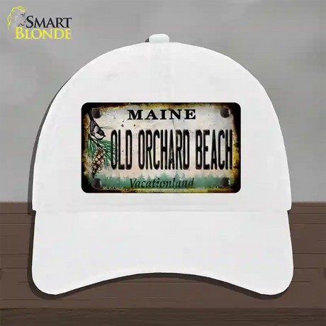 Old Orchard Beach Maine Rusty Novelty License Plate Hat Tag Unconstructed Cotton / White