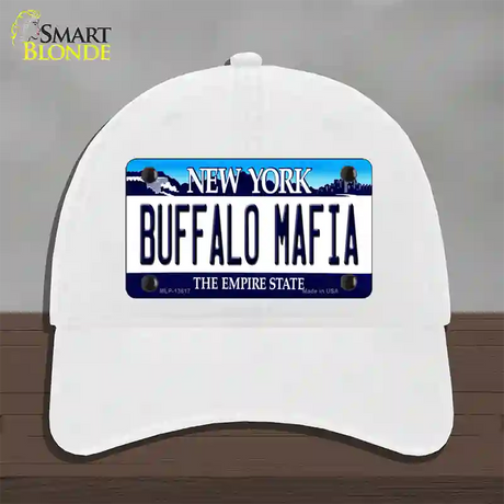 Buffalo Mafia New York Novelty License Plate Hat Tag Unconstructed Cotton / White