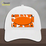 Orange White Giraffe Center Oval Novelty License Plate Hat Unconstructed Cotton / White