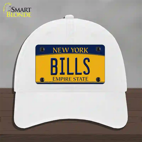 Bills New York Yellow Novelty License Plate Hat Tag Unconstructed Cotton / White