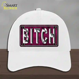 Bitch Pink Novelty License Plate Hat Tag Unconstructed Cotton / White