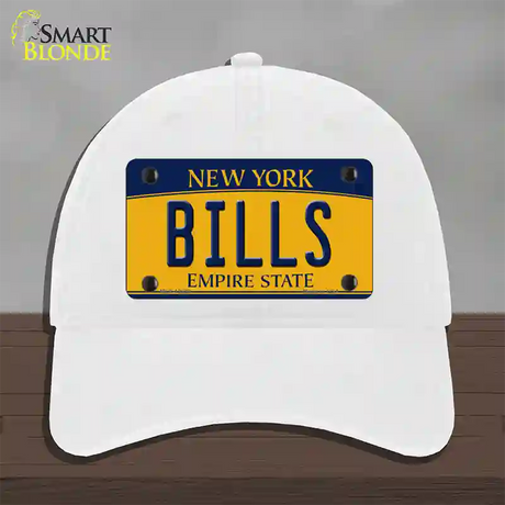 Bills NY Yellow Novelty License Plate Hat Tag Unconstructed Cotton / White