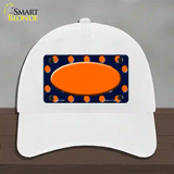 Orange Navy Blue Polka Dot Orange Center Oval Novelty License Plate Hat Unconstructed Cotton / White