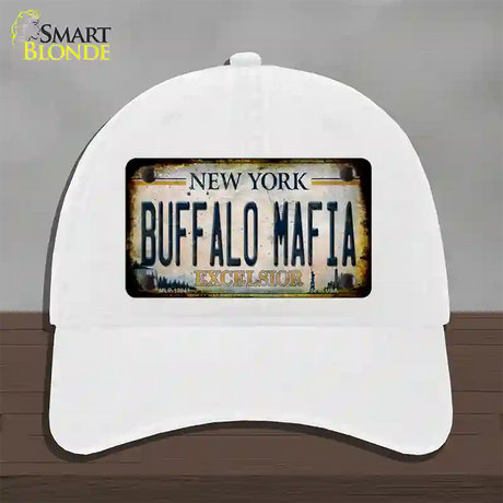 Buffalo Mafia Excelsior New York Rusty Novelty License Plate Hat Tag Unconstructed Cotton / White