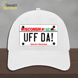 Uff Da Wisconsin Novelty License Plate Hat Tag Unconstructed Cotton / White