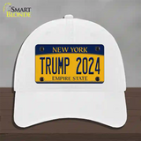 Trump 2024 New York Novelty License Plate Hat Unconstructed Cotton / White