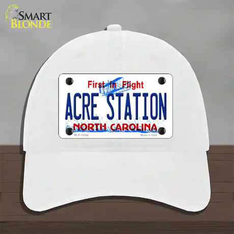 Acre Station North Carolina Novelty License Plate Hat Tag Unconstructed Cotton / White