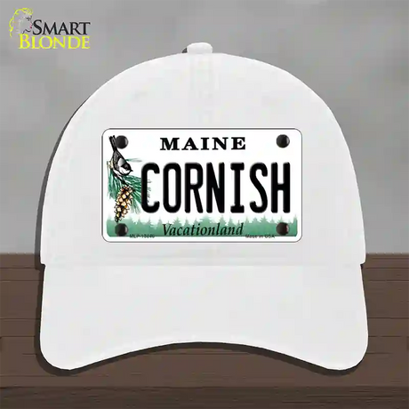 Cornish Maine Novelty License Plate Hat Tag Unconstructed Cotton / White