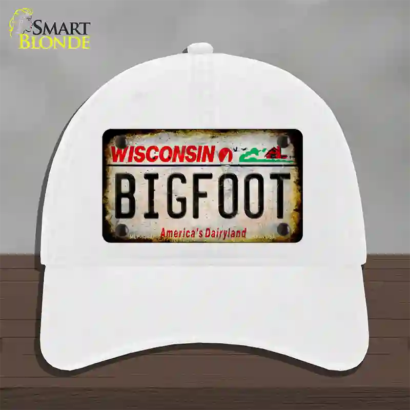 Bigfoot Wisconsin Novelty License Plate Hat Tag Unconstructed Cotton / White