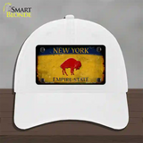 Red Buffalo NY Yellow Rusty Novelty License Plate Hat Tag Unconstructed Cotton / White