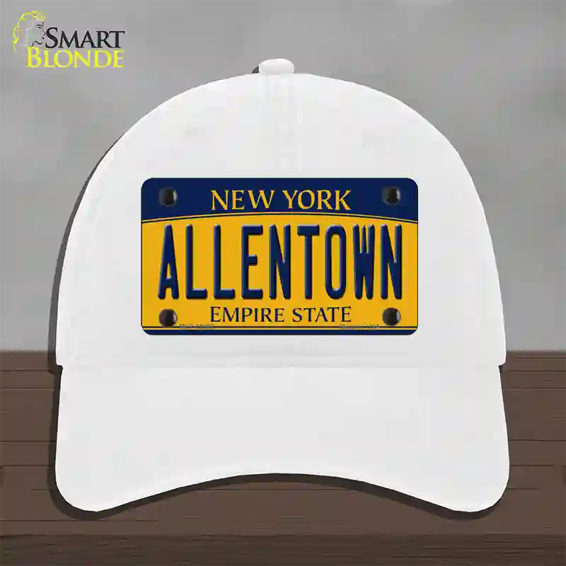 Allentown NY Yellow Novelty License Plate Hat Tag Unconstructed Cotton / White