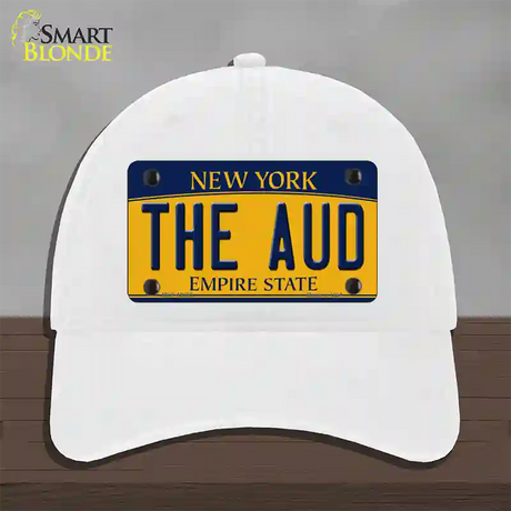 The Aud NY Yellow Novelty License Plate Hat Tag Unconstructed Cotton / White