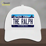 The Ralph NY Blue Novelty License Plate Hat Tag Unconstructed Cotton / White