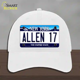 Allen 17 NY Blue Novelty License Plate Hat Tag Unconstructed Cotton / White