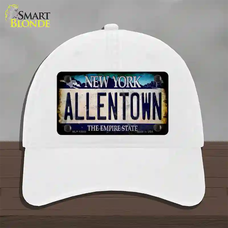 Allentown NY Blue Rusty Novelty License Plate Hat Tag Unconstructed Cotton / White