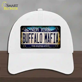 Buffalo Mafia NY Blue Rusty Novelty License Plate Hat Tag Unconstructed Cotton / White