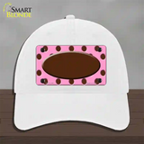 Brown Pink Polka Dot Brown Center Oval Novelty License Plate Hat Unconstructed Cotton / White