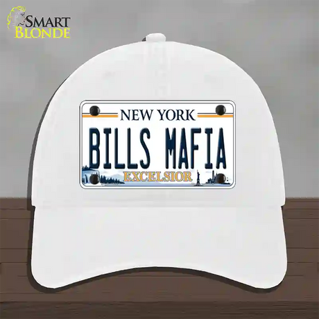 Bills Mafia NY Excelsior Novelty License Plate Hat Tag Unconstructed Cotton / White