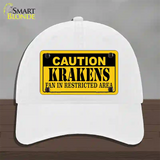 Caution Krakens Novelty License Plate Hat Tag Unconstructed Cotton / White